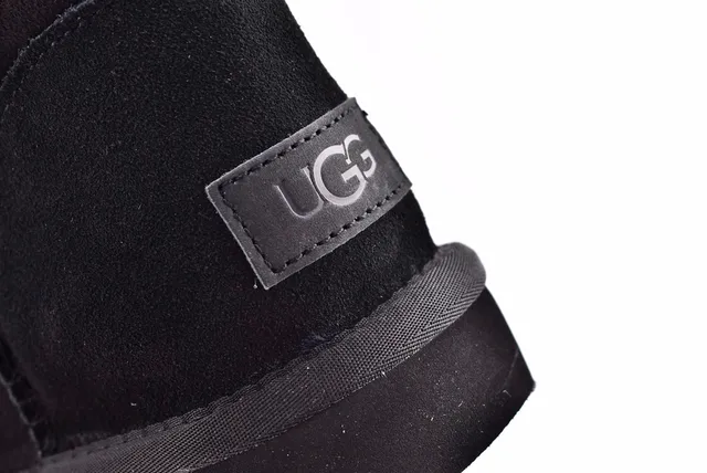 UGG Classic Short Black Shearling-Lined Ankle Boots 5