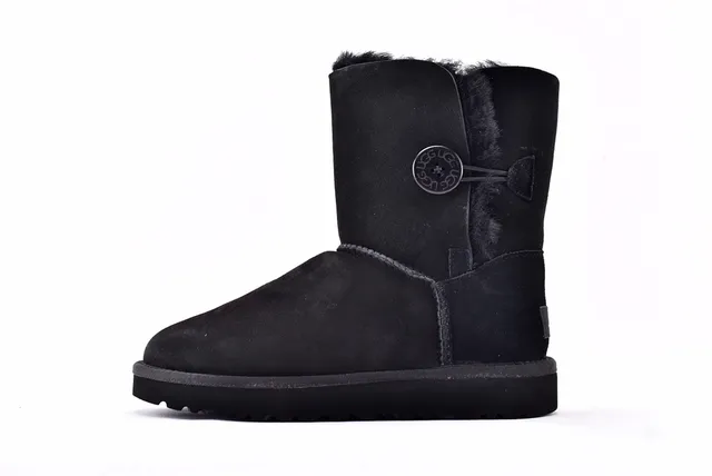 UGG Classic Short Black Shearling-Lined Ankle Boots 8
