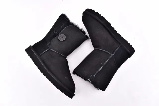 UGG Classic Short Black Shearling-Lined Ankle Boots 12