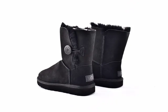 UGG Classic Short Black Shearling-Lined Ankle Boots 14