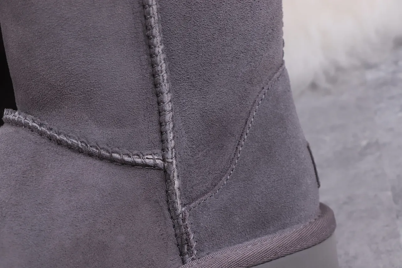 UGG Classic Short Charcoal Gray Shearling-Lined Snow Boots 3