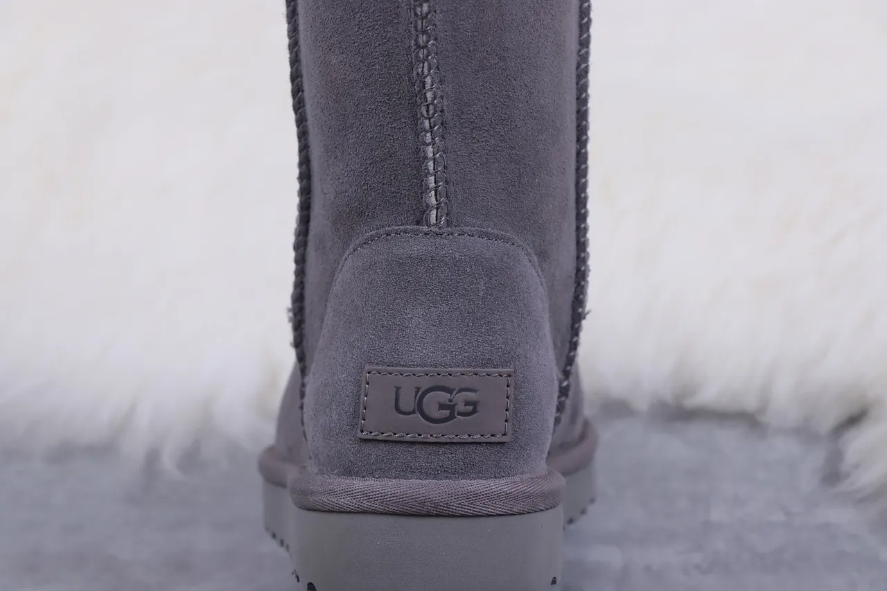 UGG Classic Short Charcoal Gray Shearling-Lined Snow Boots 5