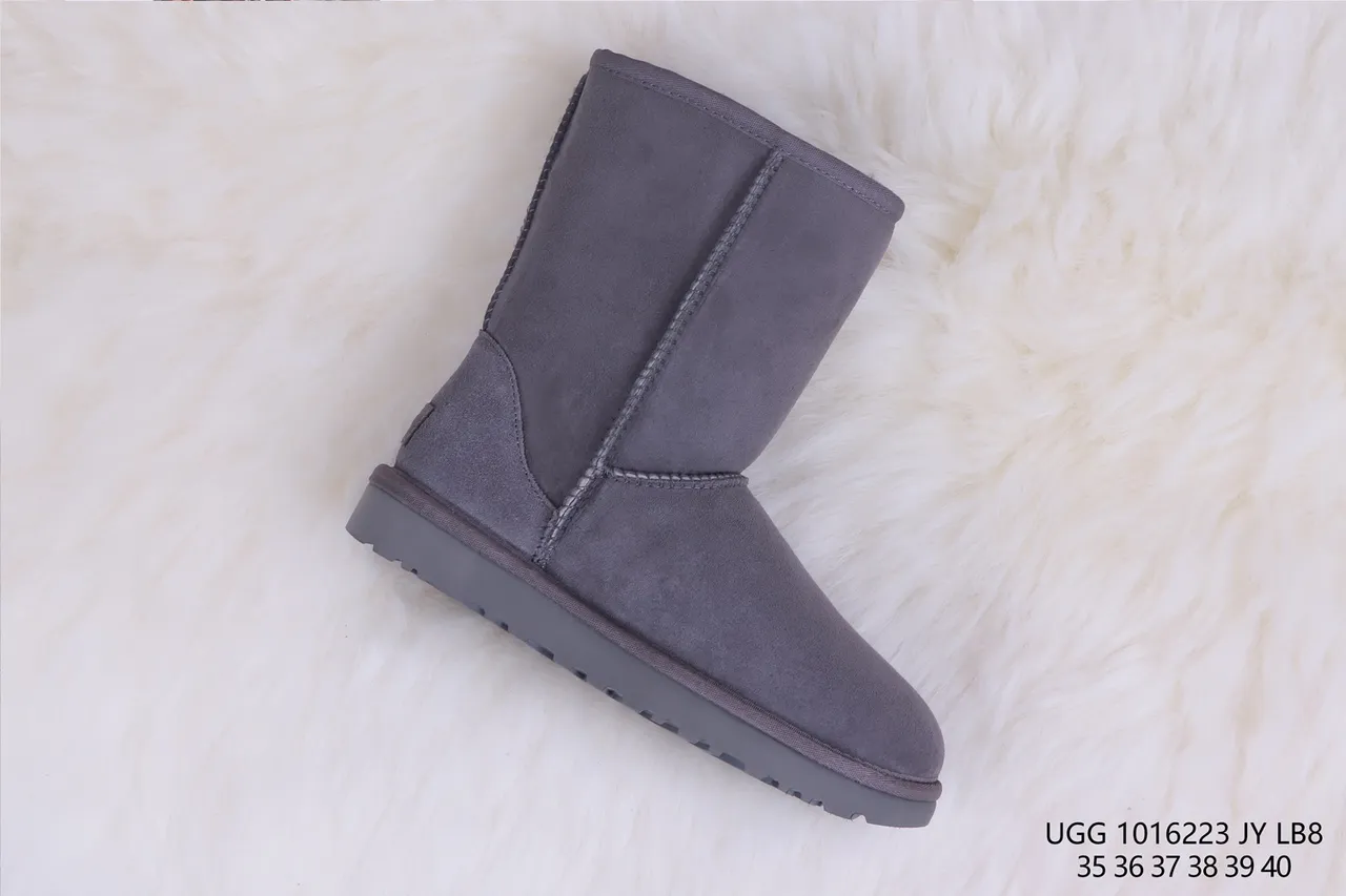 UGG Classic Short Charcoal Gray Shearling-Lined Snow Boots 6