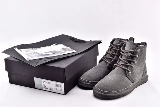 UGG Harkley Gray Suede Lace-Up Ankle Boots 15