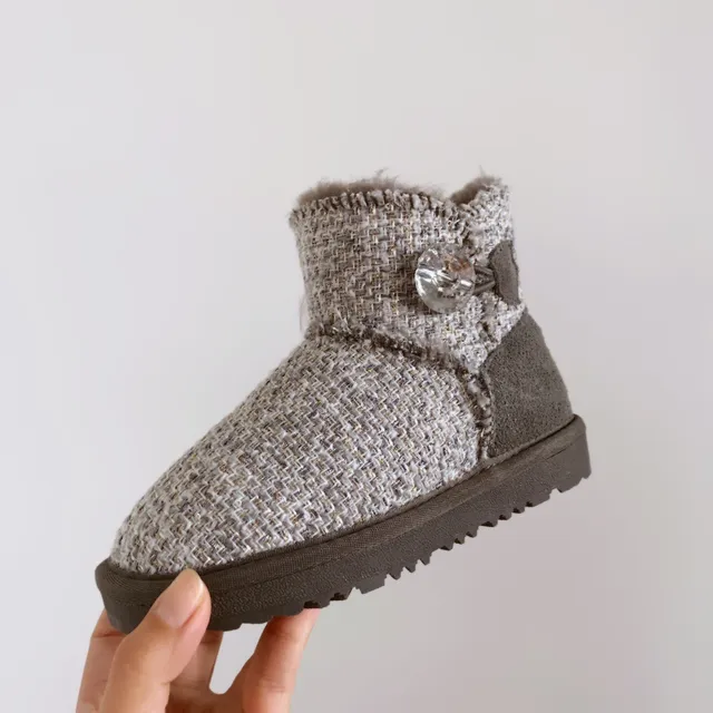 UGG Bottes de neige rose beige avec dessus en tweed et doublure en shearling 8