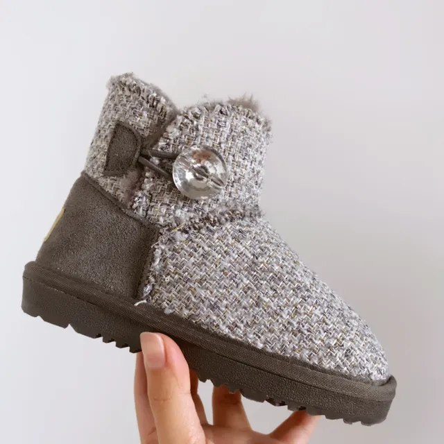 UGG Bottes de neige rose beige avec dessus en tweed et doublure en shearling 12