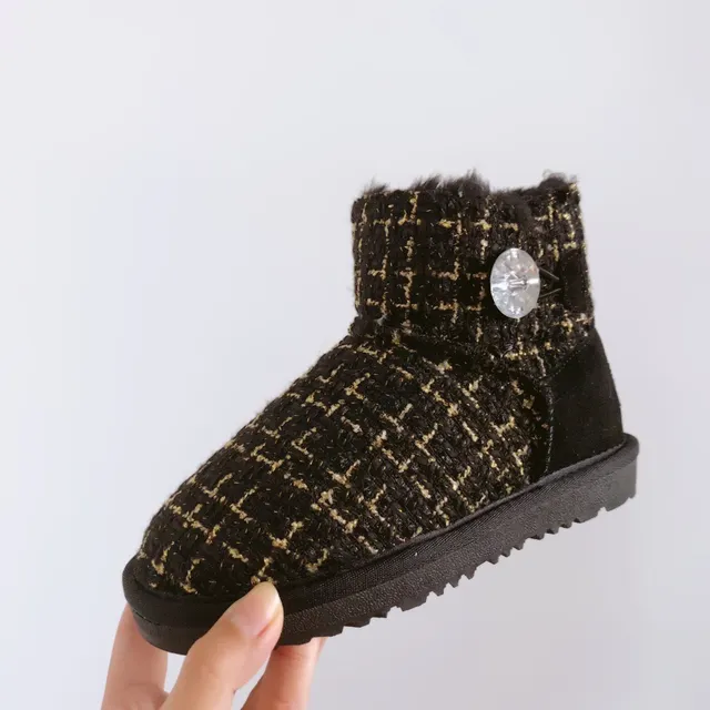UGG Bottes de neige rose beige avec dessus en tweed et doublure en shearling 24
