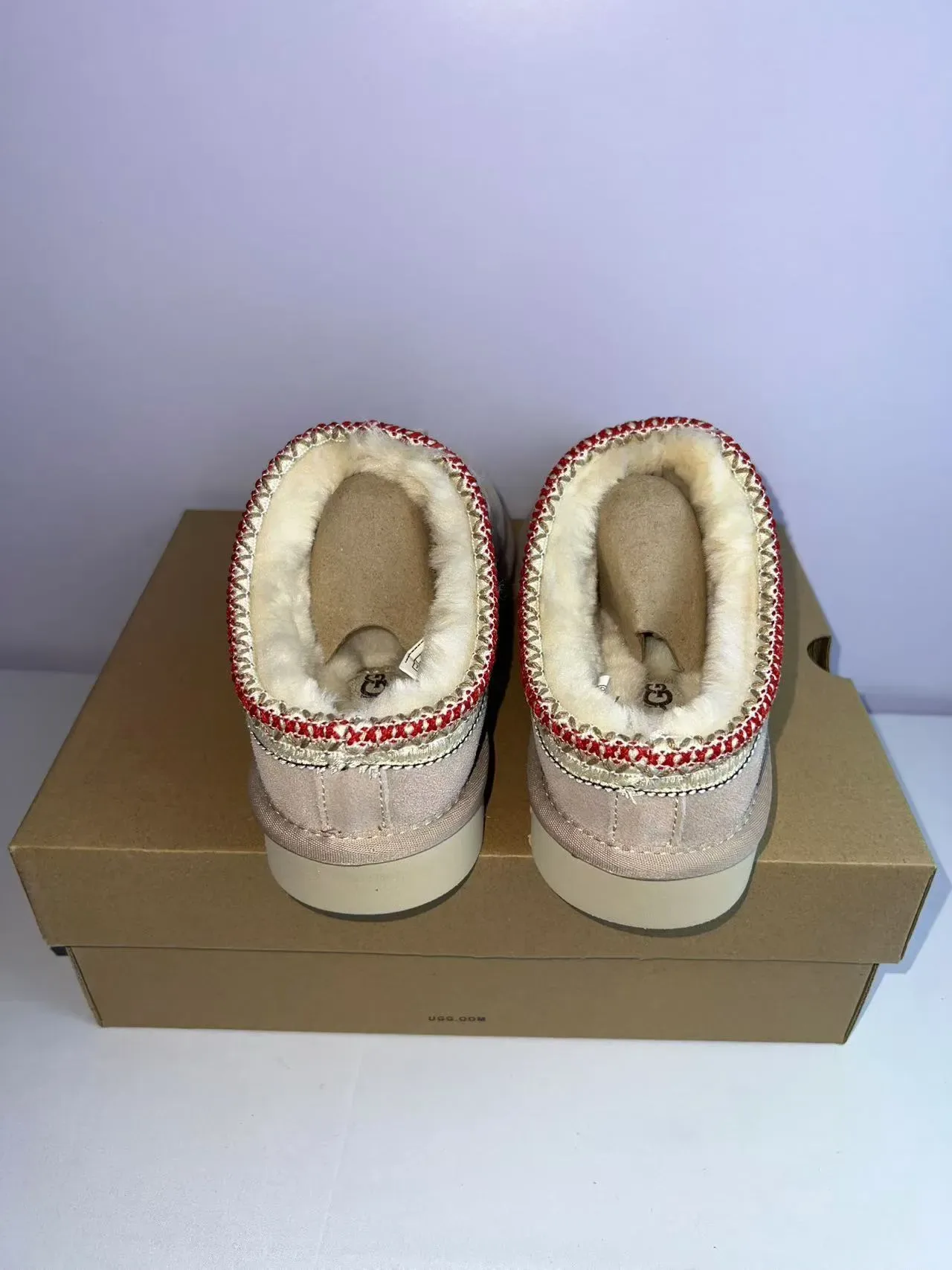 UGG Tasman Beige Red Suede Upper Shearling-Lined Casual Shoes 2