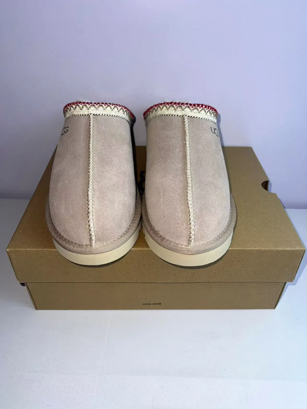 UGG Tasman Beige Red Suede Upper Shearling-Lined Casual Shoes 3