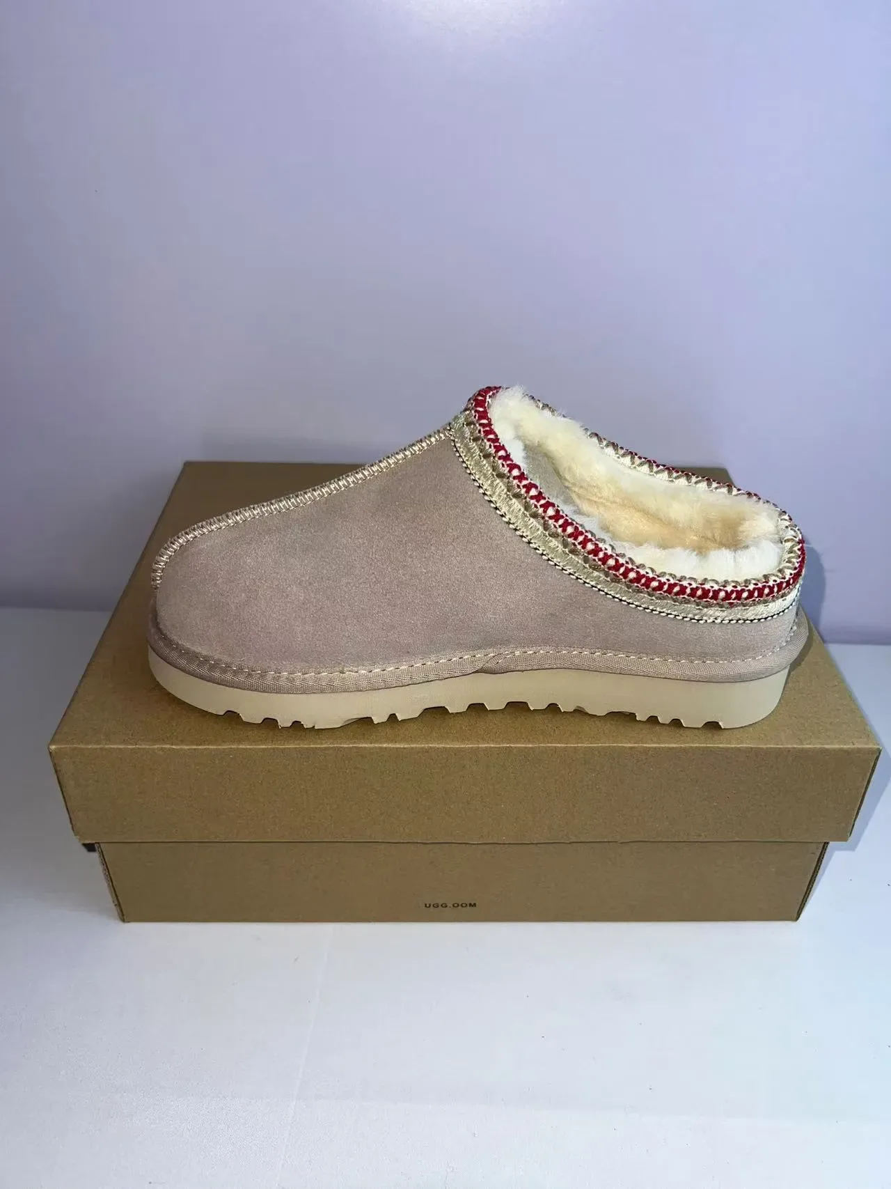 UGG Tasman Beige Red Suede Upper Shearling-Lined Casual Shoes 4