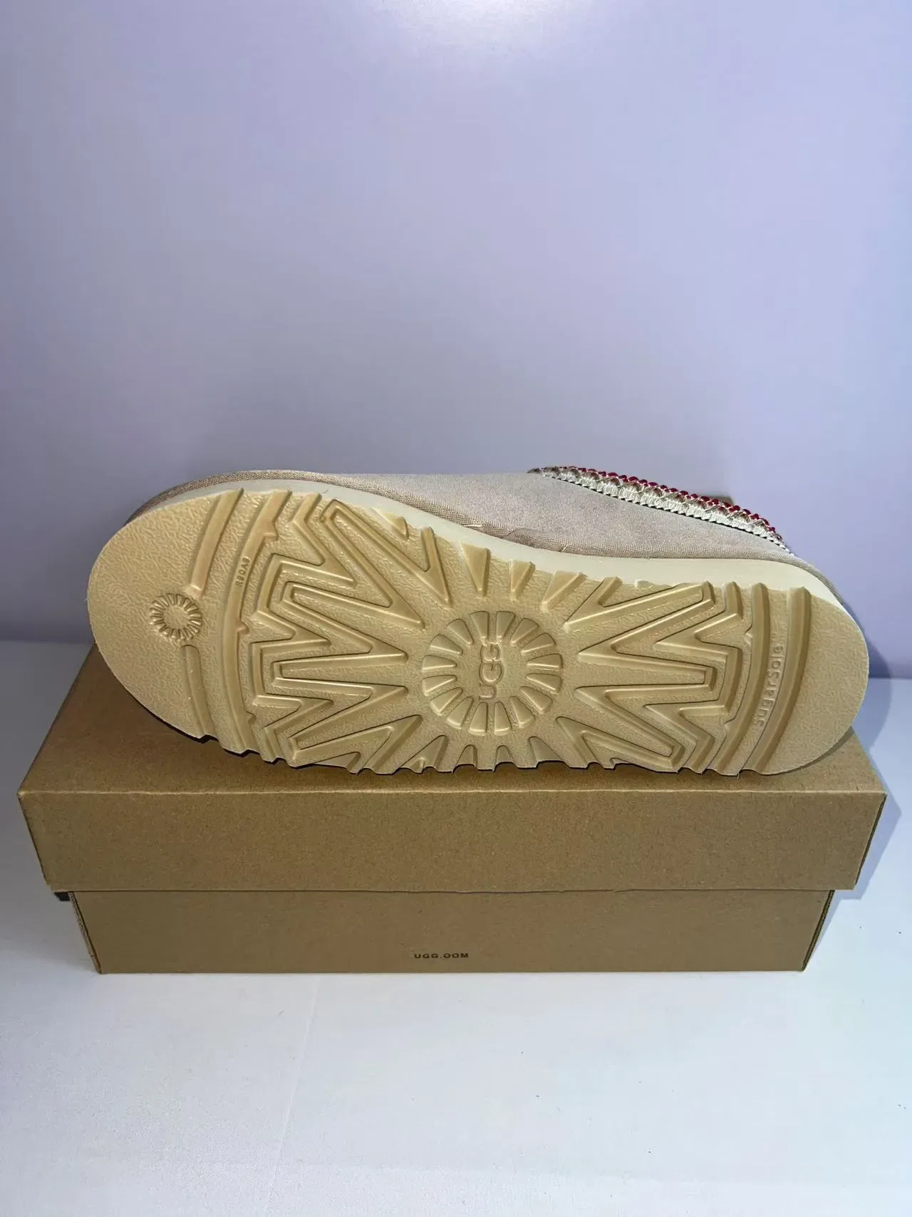 UGG Tasman Beige Red Suede Upper Shearling-Lined Casual Shoes 5