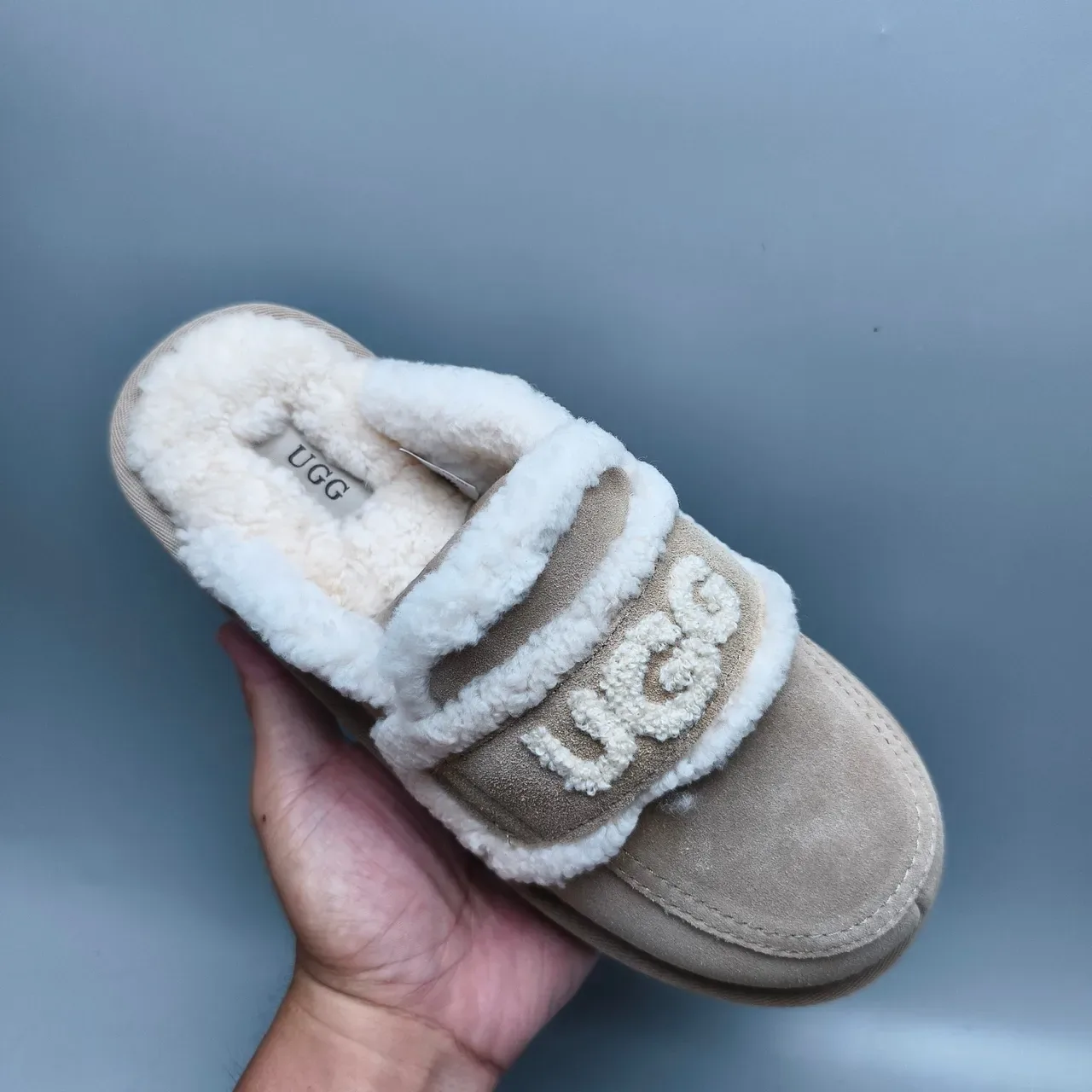 UGG Tasman Beige Suede Shearling-Lined Slipper 4
