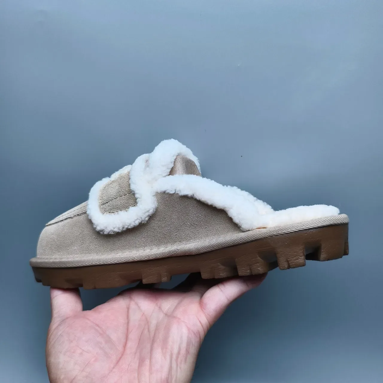 UGG Tasman Beige Suede Shearling-Lined Slipper 5