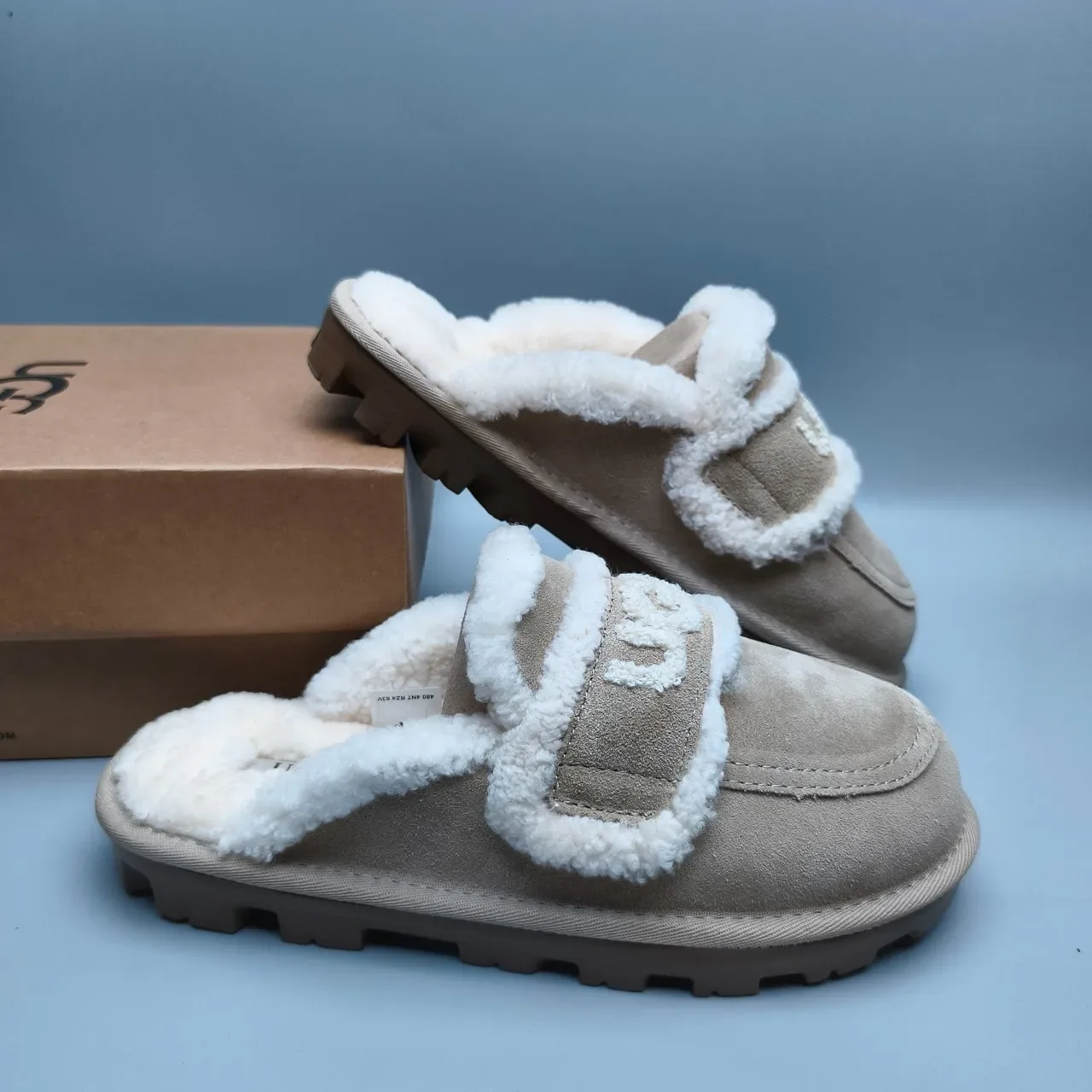UGG Tasman Beige Suede Shearling-Lined Slipper 7
