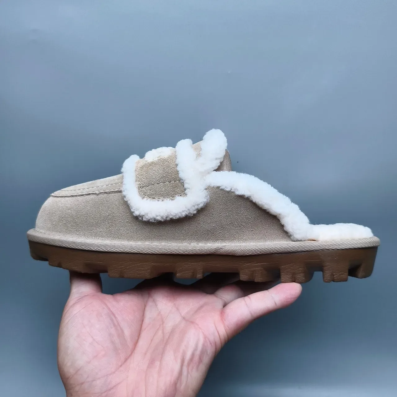 UGG Tasman Beige Suede Shearling-Lined Slipper 8