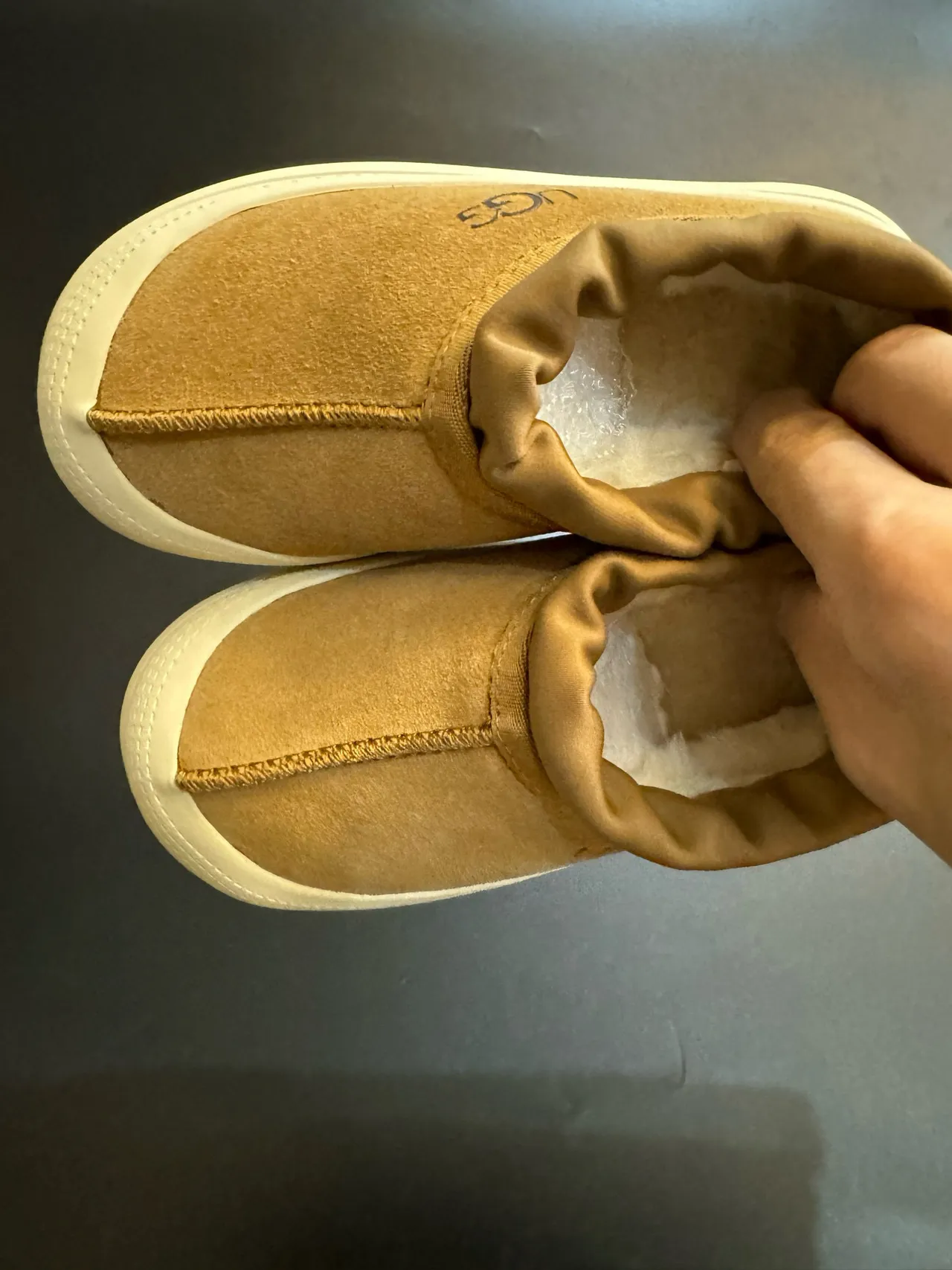 UGG Tasman Bege Branco Slip-On Plataforma Sola Sapatos Casuais 7