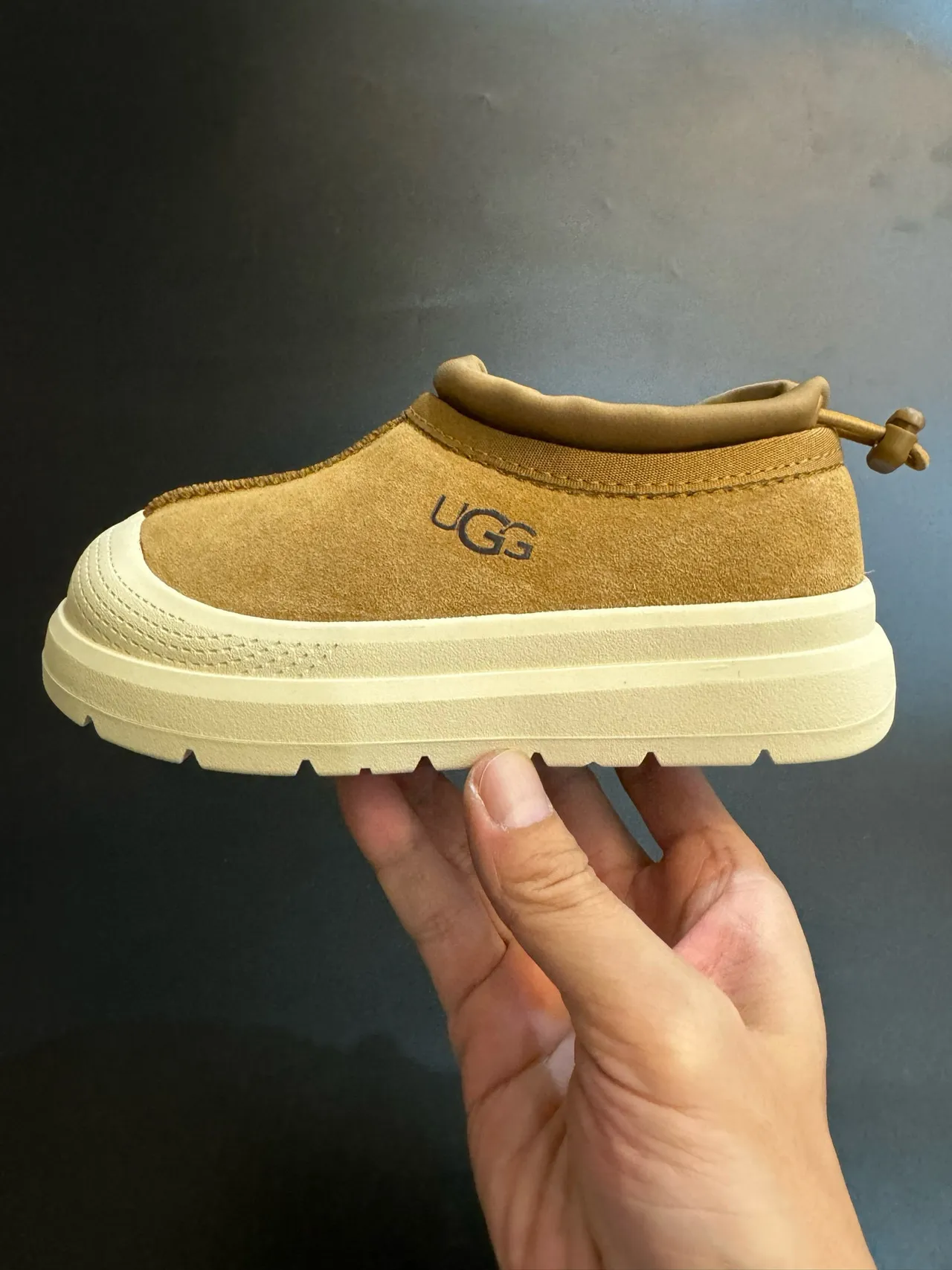 UGG Tasman Bege Branco Slip-On Plataforma Sola Sapatos Casuais 8