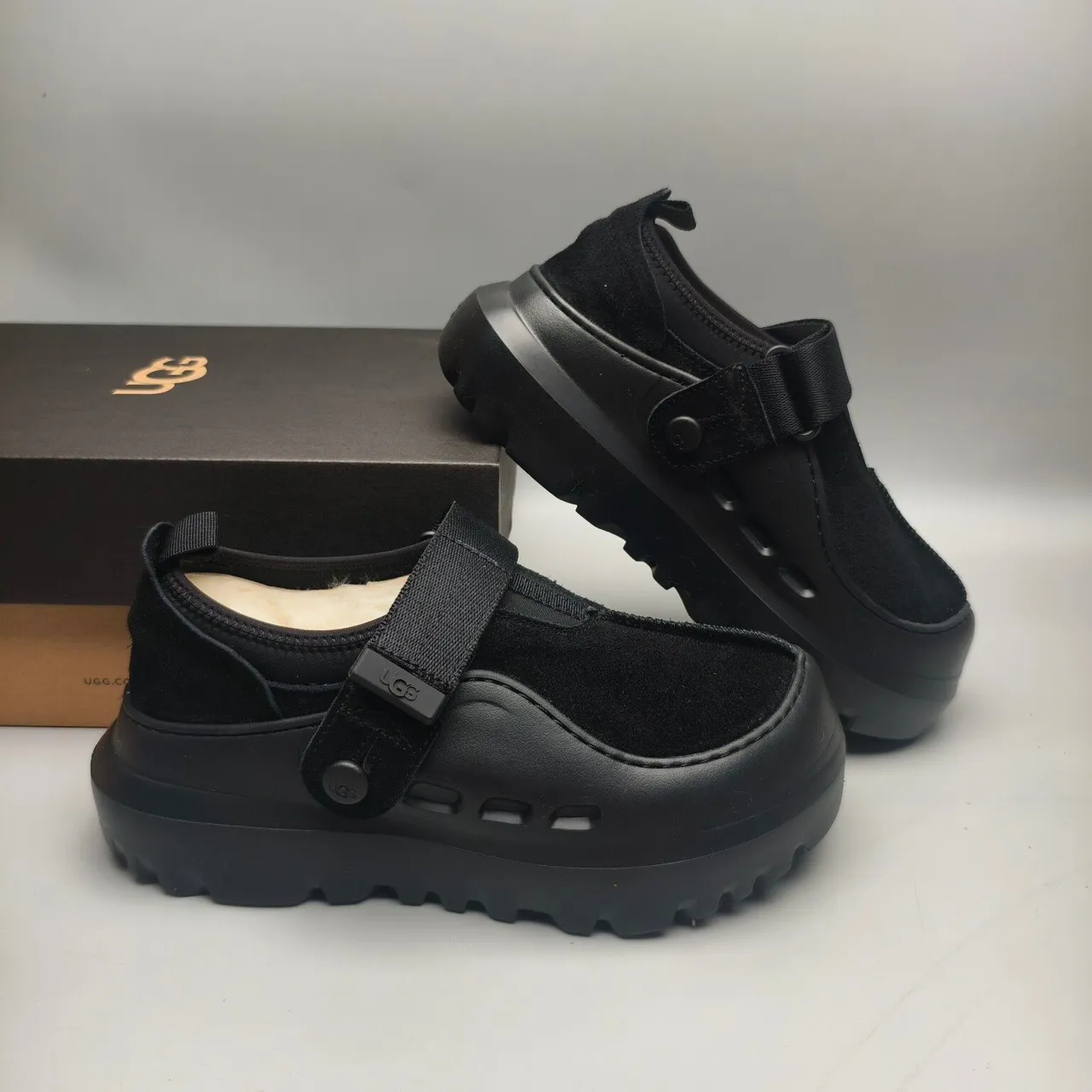 UGG Tasman Preto sola plataforma grossa camurça superior sapatos casuais 6