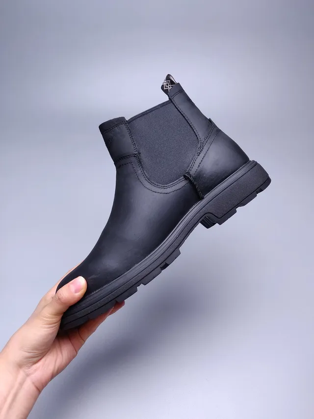 UGG Tasman Black Leather Chelsea Boots 12