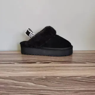 UGG Tasman Black Shearling-Lined Platform Slippers