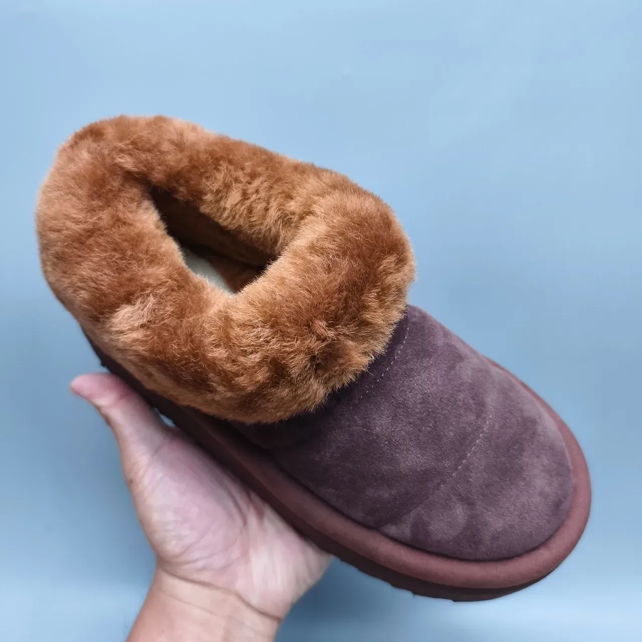 UGG Tasman Brown Beige Platform Sole Shearling-Lined Collar Casual Shoes 3