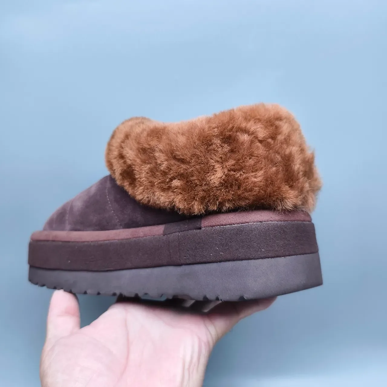 UGG Tasman Brown Beige Platform Sole Shearling-Lined Collar Casual Shoes 4