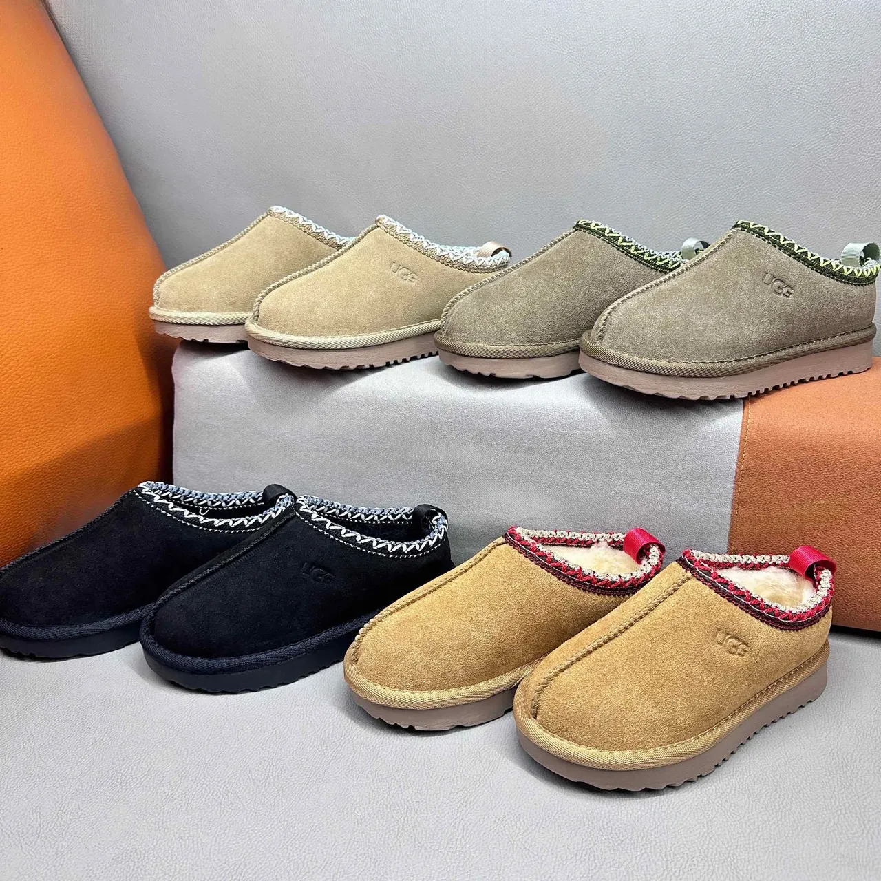 UGG Tasman Brown Red Suede Upper Shearling-Lined Interior Casual Shoes 8
