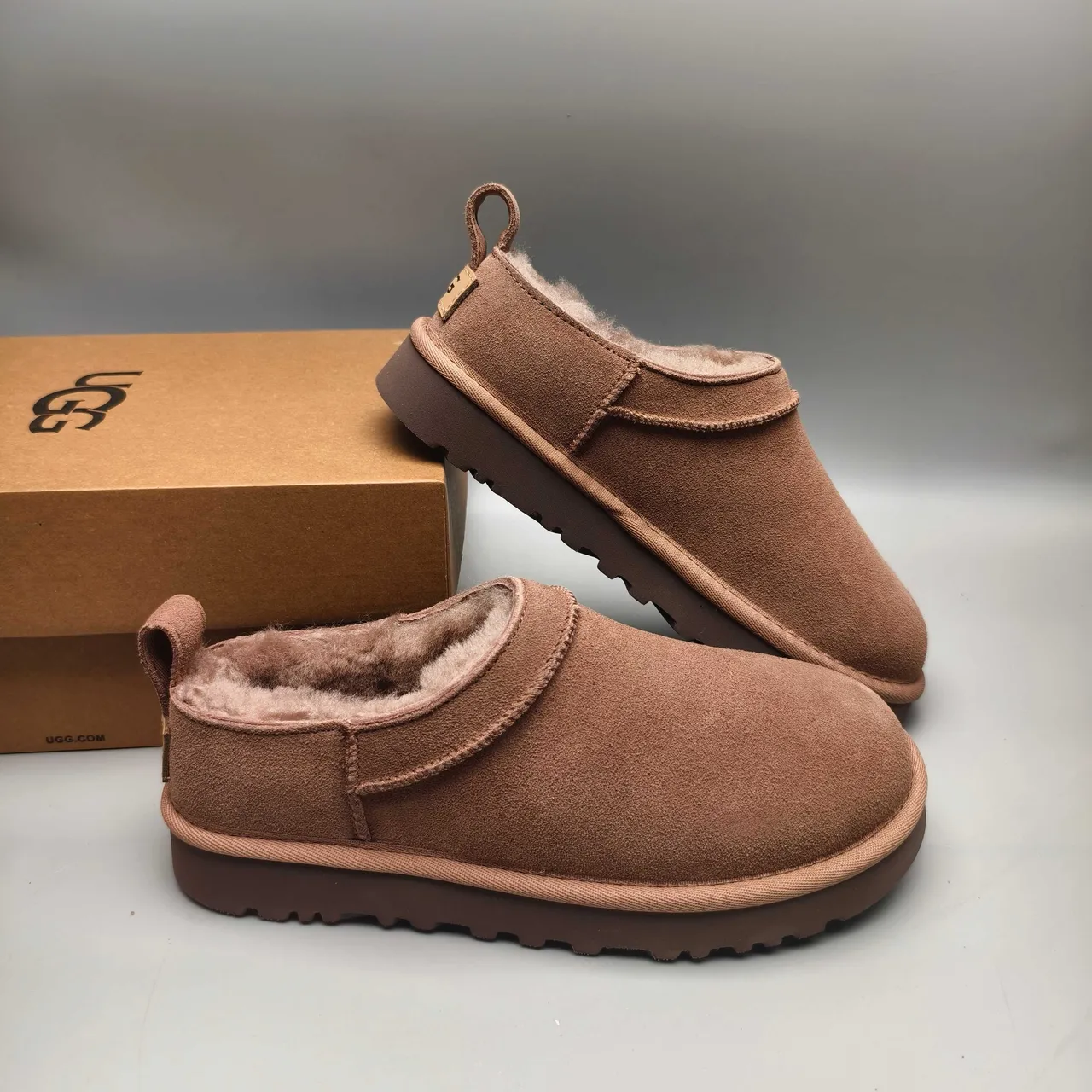 UGG Tasman Brown Suede Shearling-Lined Slip-On Snow Boot 6