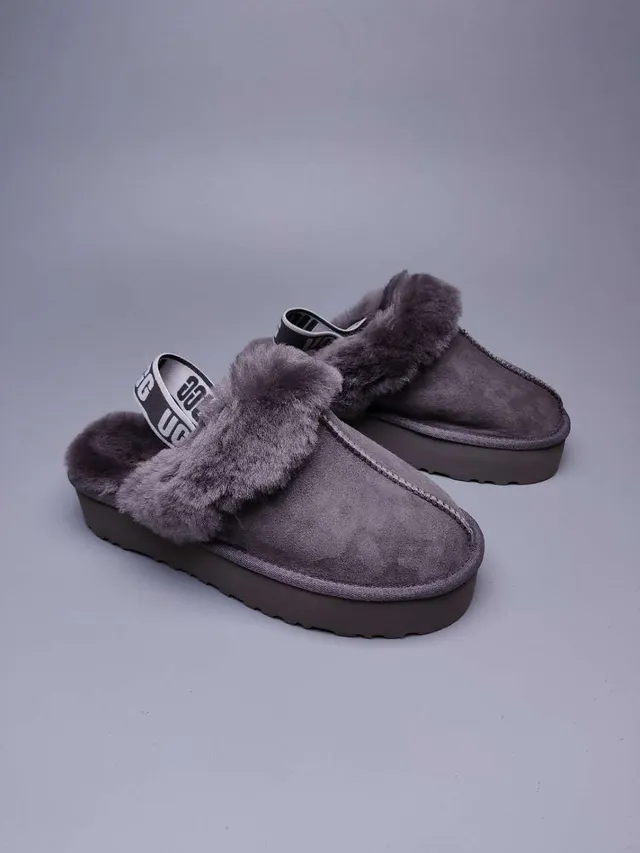 UGG Tasman ग्रे सूड प्लेटफॉर्म स्लिपर 5