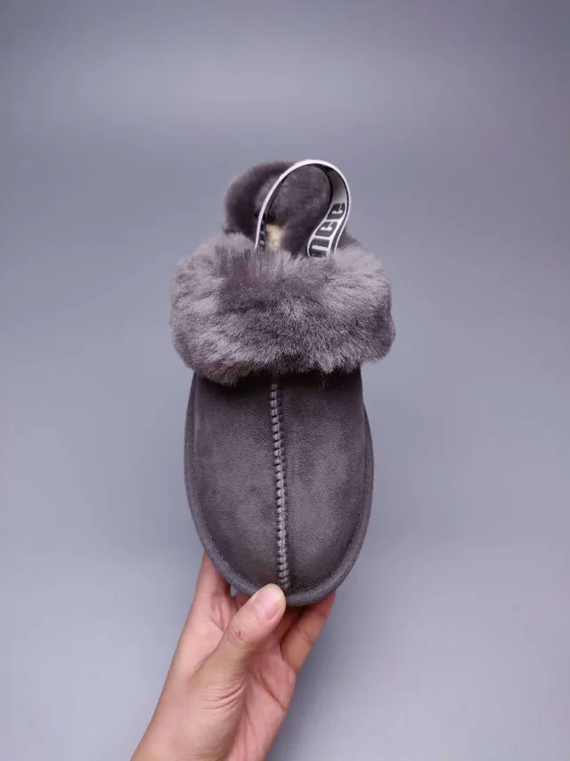 UGG Tasman ग्रे सूड प्लेटफॉर्म स्लिपर 6