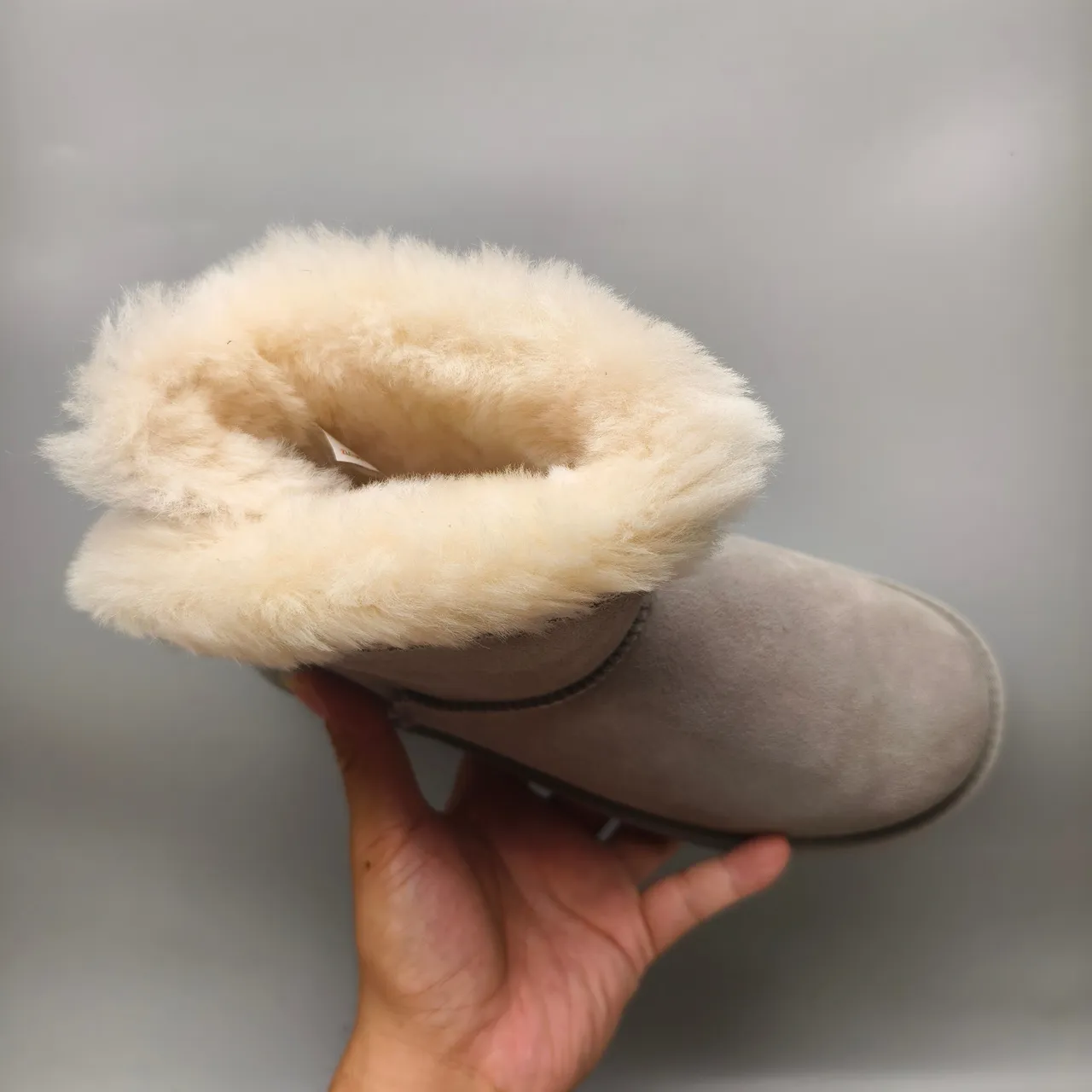 UGG Tasman Light Gray Suede Shearling Cuff Snow Boot 5