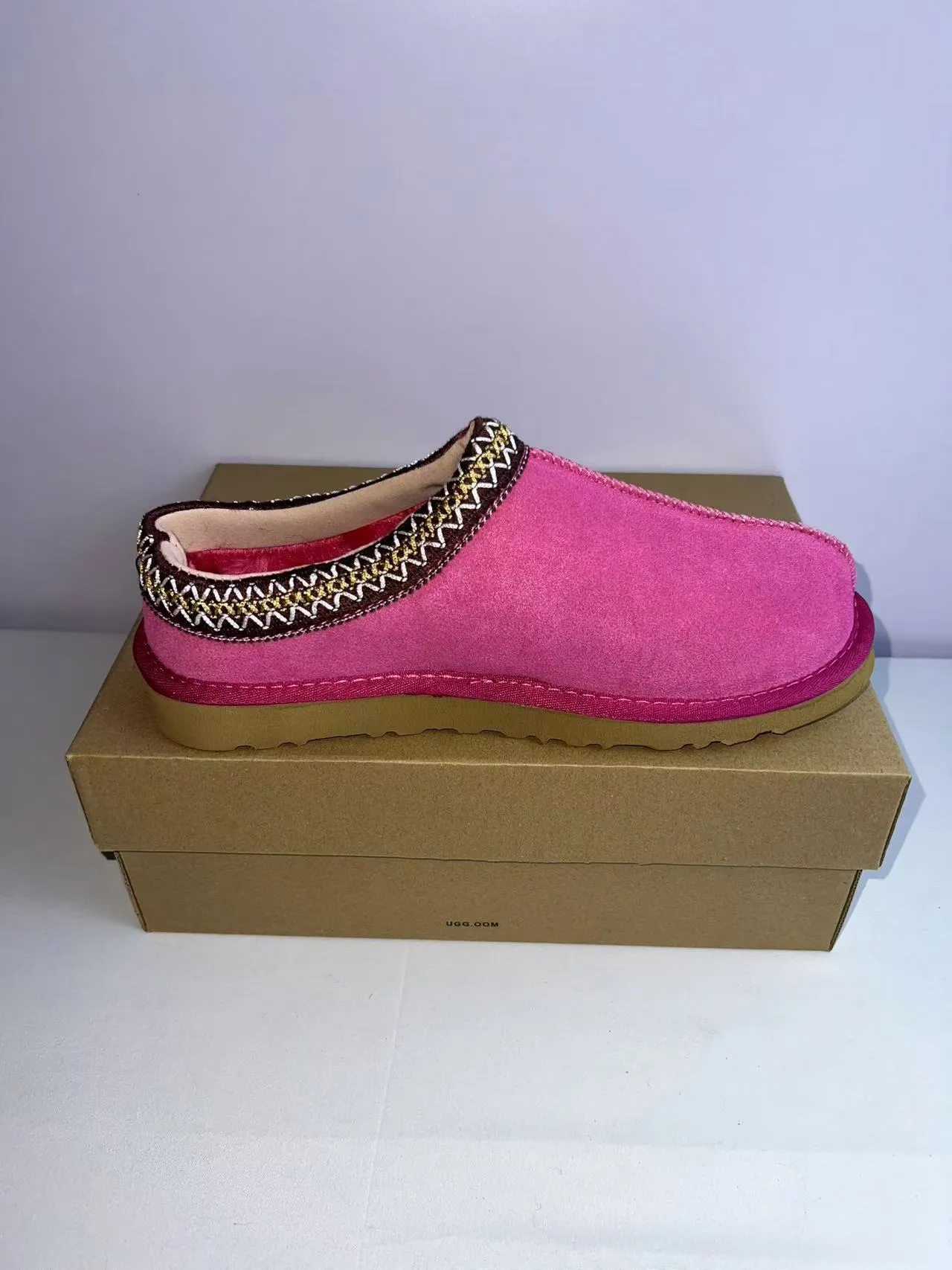 UGG Tasman Pink Embroidered Trim Slipper 3