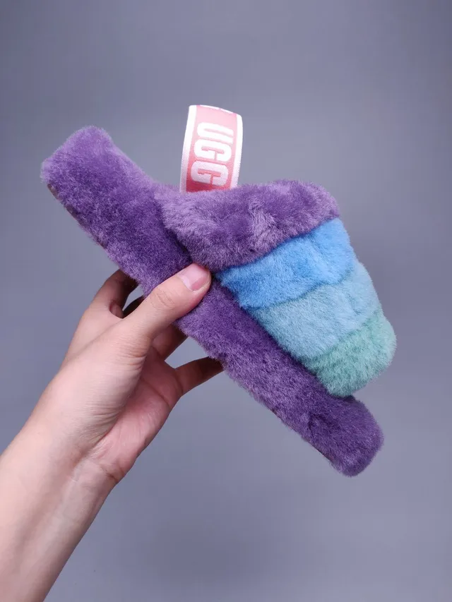 UGG Tasman Purple Blue Gradient Plush Slippers 8