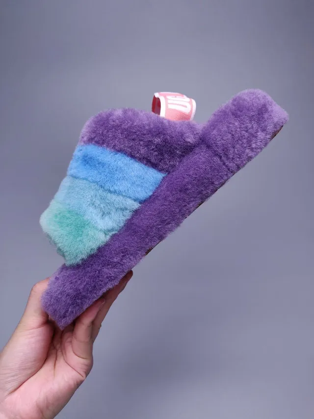 UGG Tasman Purple Blue Gradient Plush Slippers 9