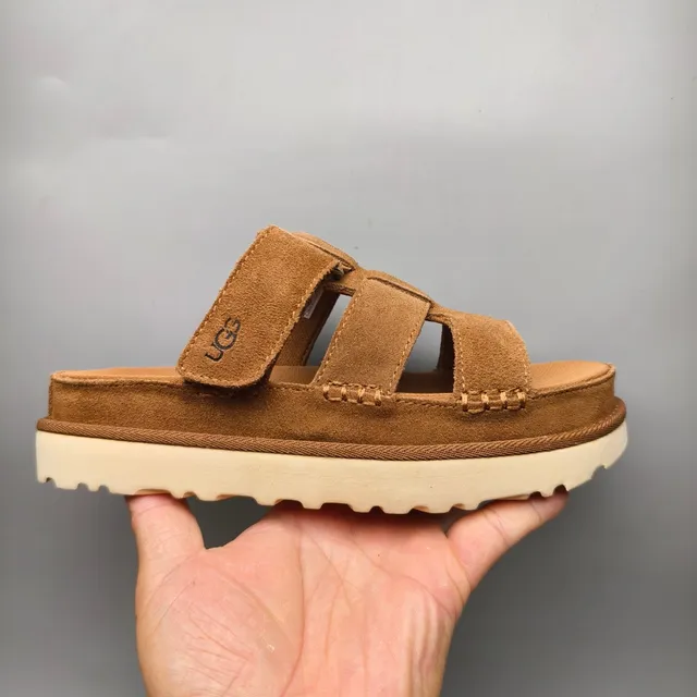 UGG Tasman Tan Suede Double-Strap Platform Casual Sandals 2