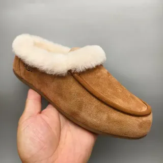UGG Tasman Tan Suede Shearling-Lined Slip-On Loafers