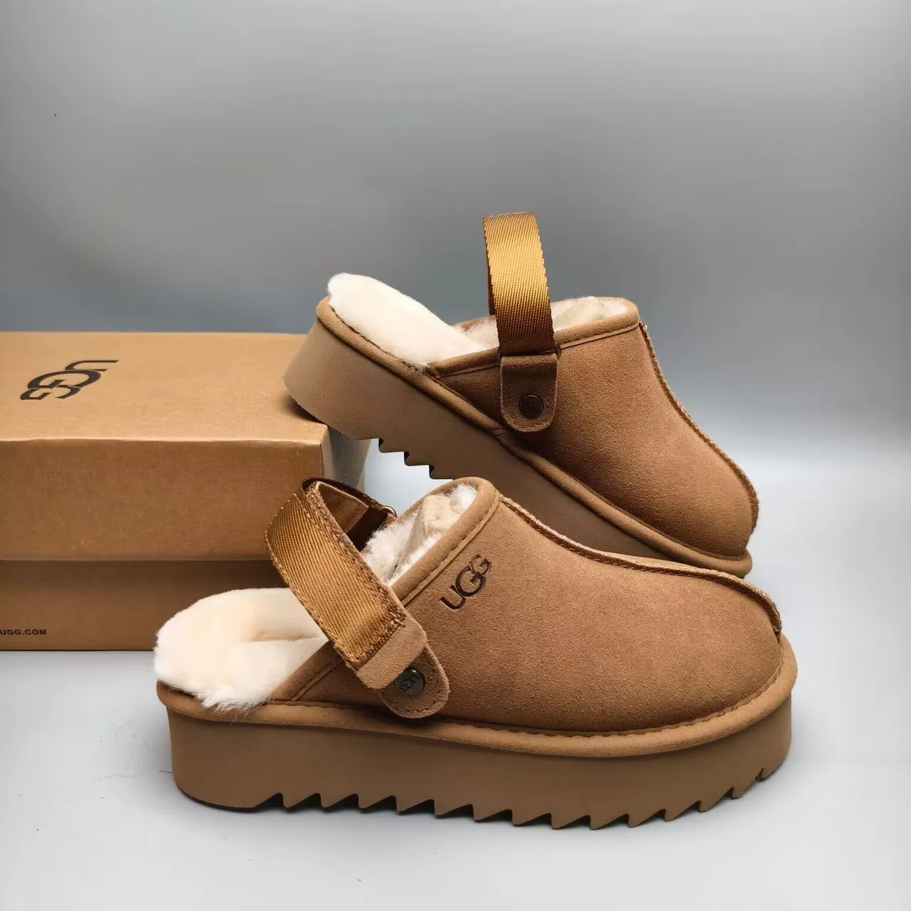 UGG Tasman Tan Suede Shearling-Lined Slipper 2