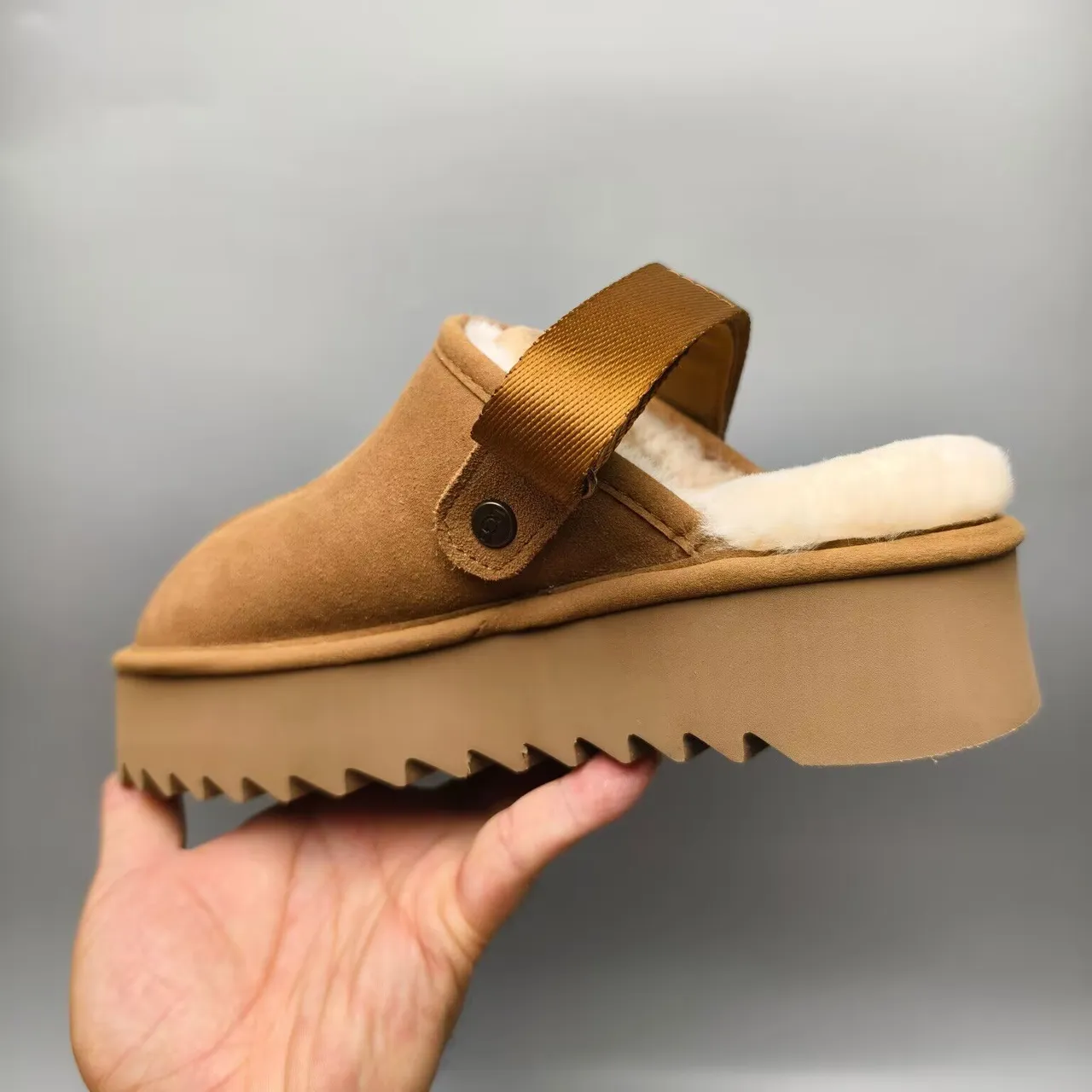 UGG Tasman Tan Suede Shearling-Lined Slipper 4
