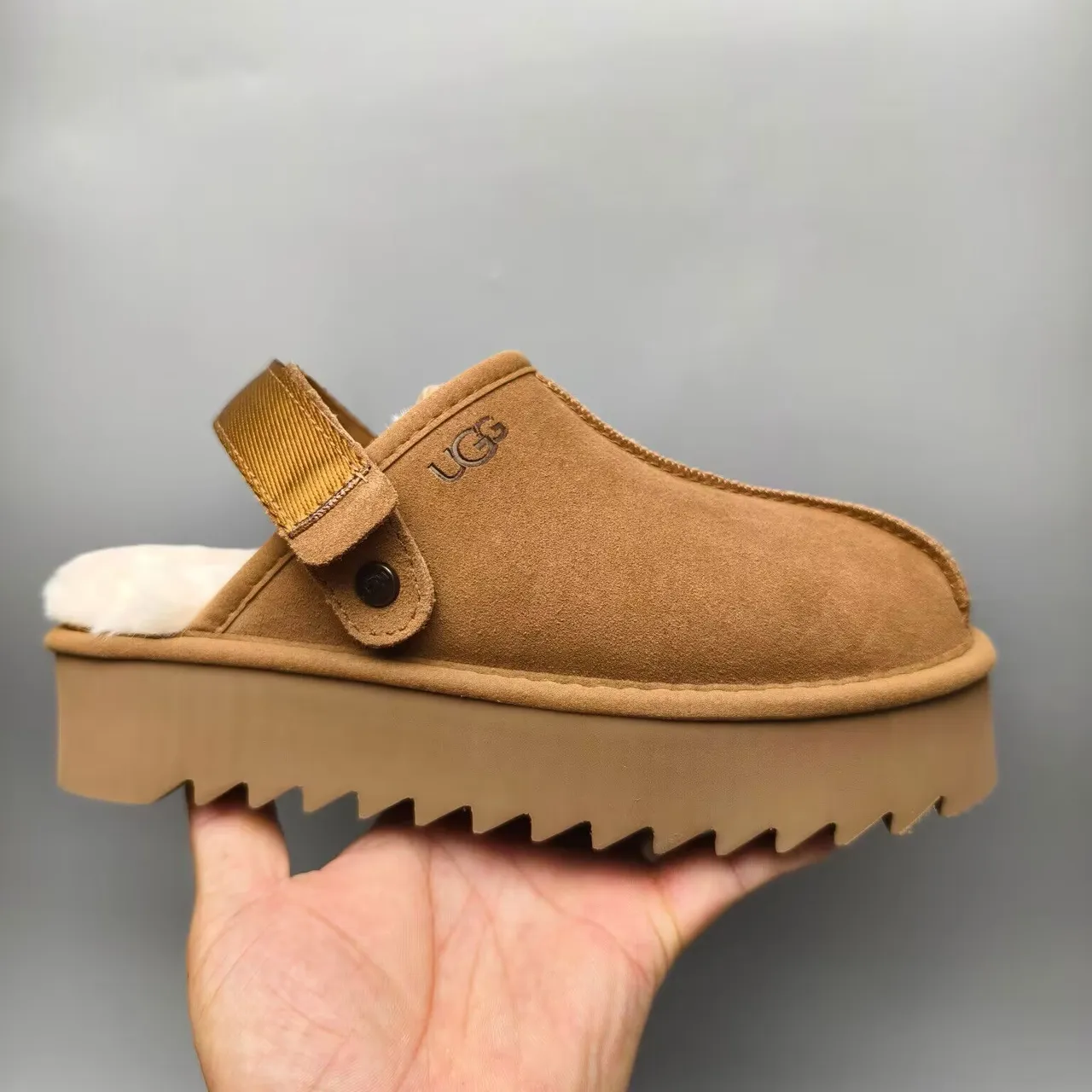 UGG Tasman Tan Suede Shearling-Lined Slipper 7