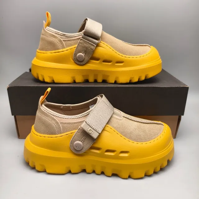 UGG Tasman Yellow and Beige Suede Clog 5