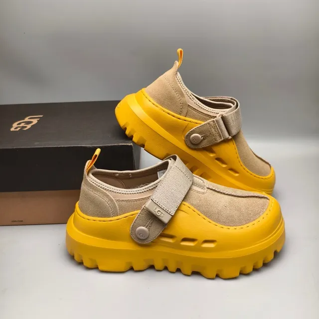 UGG Tasman Yellow and Beige Suede Clog 6