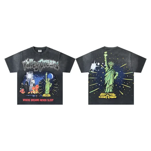 Vale Forever Graphic Print Acid-Wash Black Double-Sided T-Shirt 2