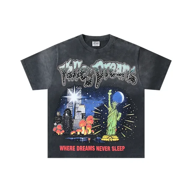 Vale Forever Graphic Print Acid-Wash Black Double-Sided T-Shirt 3