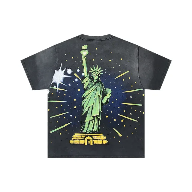 Vale Forever Graphic Print Acid-Wash Black Double-Sided T-Shirt 4