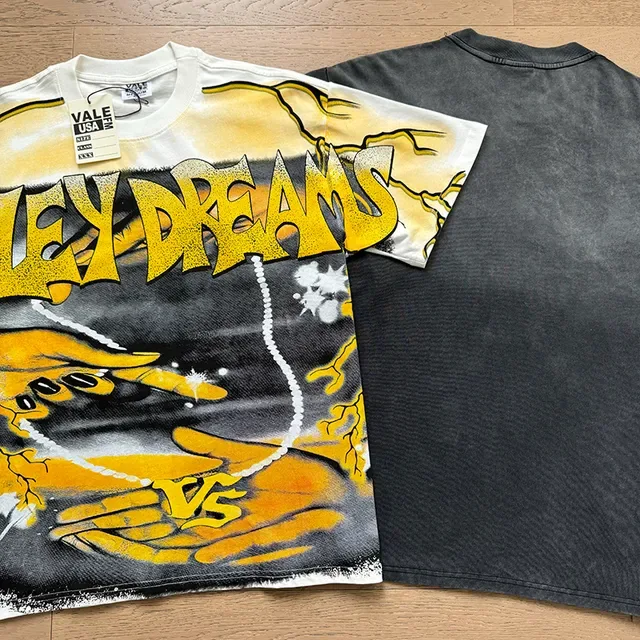 Vale Forever Graphic Print Spray-Paint Style T-Shirt 2