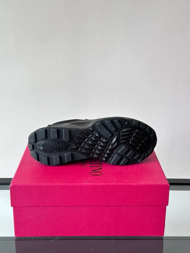 Valentino Negro Monocromo Talón Esculpido Zapatillas Chunky 2