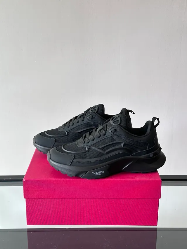 Valentino Negro Monocromo Talón Esculpido Zapatillas Chunky 5