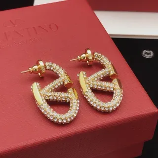 Valentino Gold Transparent Crystal-Pavé Earrings