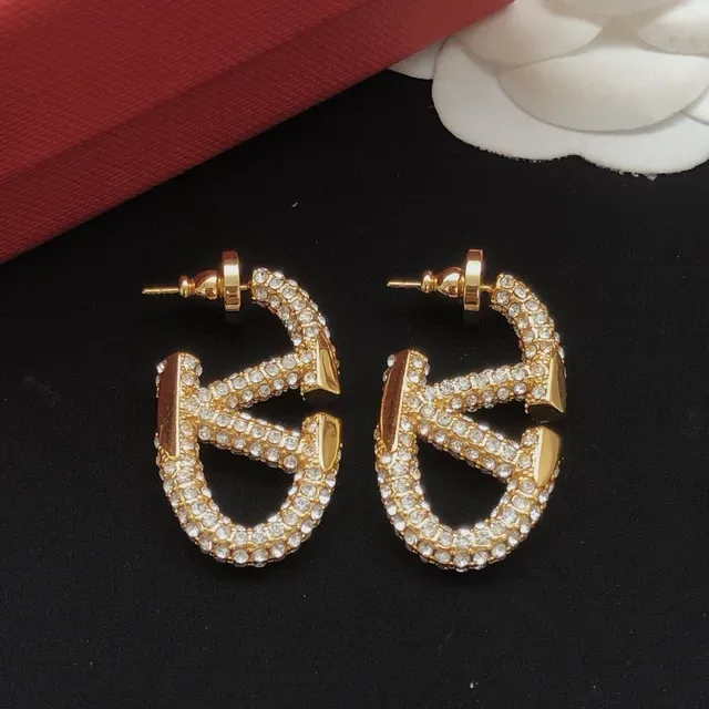 Valentino Brincos de Cristal Transparente com Pavé Dourados 2