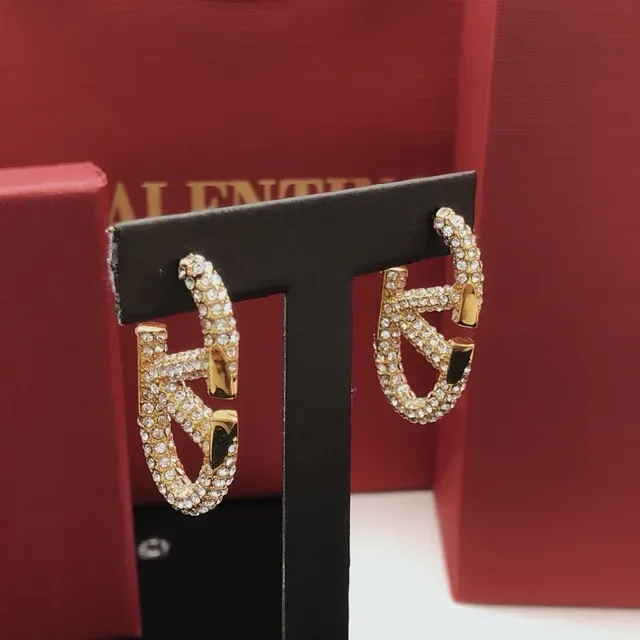 Valentino Brincos de Cristal Transparente com Pavé Dourados 4